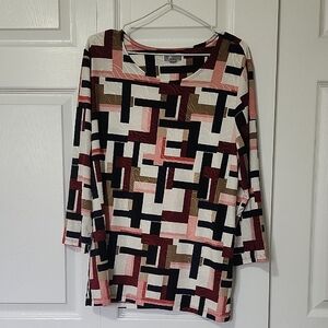 JM Collection Black and White Relaxed Graphic Tunic
